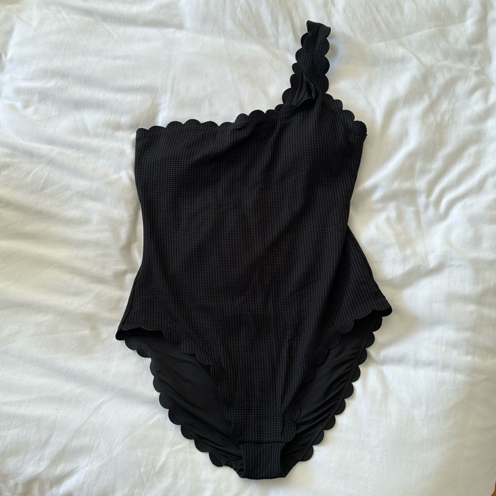 Arie Waffle Scalloped One Shoulder One Piece